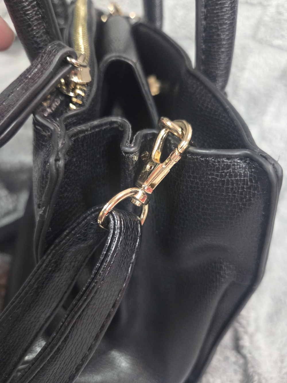 Aldo Black Crossbody Satchel with Gold-Tone Hardware - Picture 7 of 14
